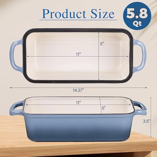11x5 Inch Cast Iron Loaf Pan with Lid, Sourdough Bread Baking