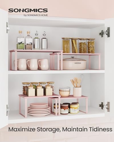 SONGMICS Cabinet Organizer Shelf, Set of 2 Spice Rack, Kitchen Storage
