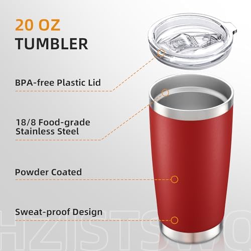 20oz Tumbler Bulk with Lid Stainless Steel Tumblers, 6 Pack