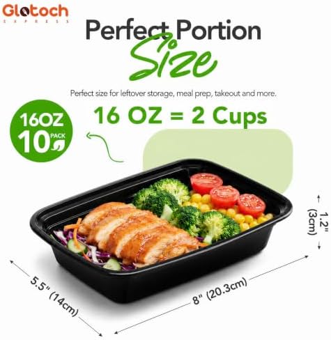 Glotoch Meal Prep Containers with Lids, 16 oz, 10 Pack (20-Piece)