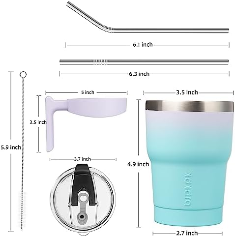 BJPKPK 10 oz Mini Tumbler with Lid, Straw & Handle, Insulated Steel Cup