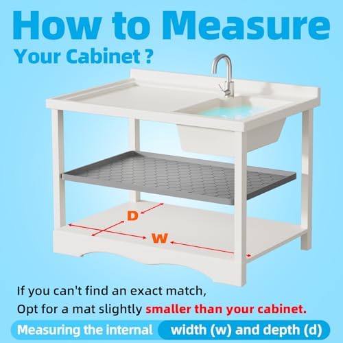 Winisok Waterproof Under Sink Mat 31" x 22", Silicone Mat, Light Gray