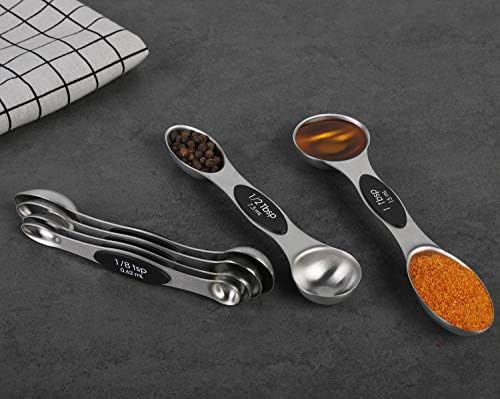 Magnetic Measuring Spoons Set Stainless Steel Dual Sided Stackable Teaspoon