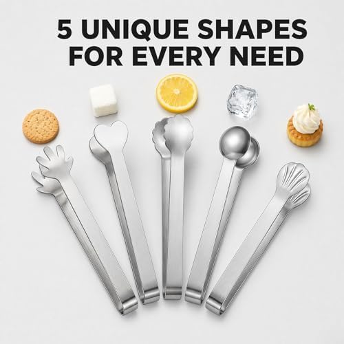 Mini Serving Tongs, 4.9 Inch, 5 Pack,Cute Unique Tiny Tongs