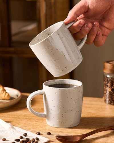 famiware Coffee Mugs Set of 4, Meteor 13 oz Ceramic Mug Cup Set with Handle