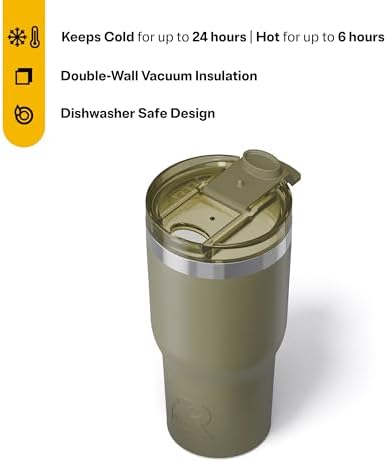 RTIC 20oz Essential Tumbler with Lid, Ceramic Lined, Olive