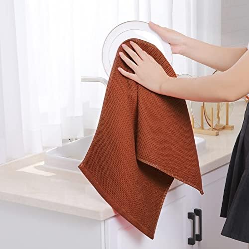 Homaxy 100% Cotton Waffle Weave Kitchen Dish Towels 8-Pack, Rust
