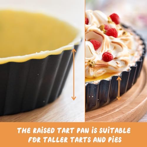 RICHSC-PAN Deep Tart Pan, 9.5 x 2.2 Inches Non-Stick Tall Tart Pan.