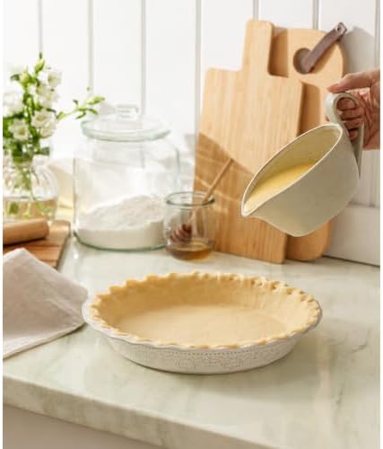 Ceramic Pie Pans Set of 2, 9 Inches Pie Plate for Baking, Off-White