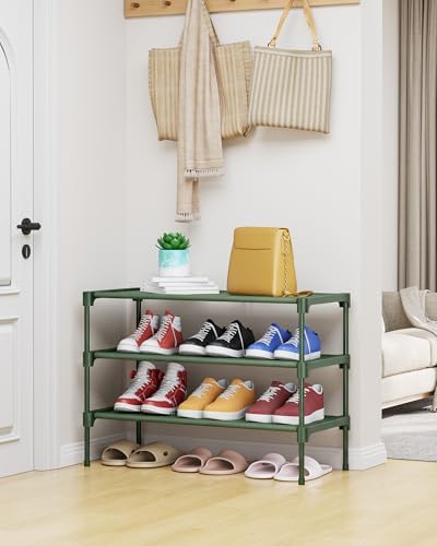 Kitsure Shoe Rack - Non-Woven Shoe Rack Shelf, 27.5" Wide - 3 Tier, Green