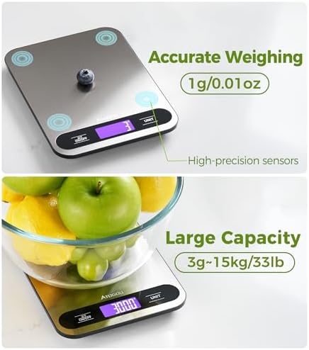 Atogou Food Scale -33lb Digital Kitchen Scale for Food Ounces Grams