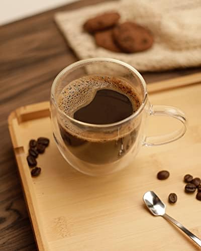 LIBWYS 2 Pack Double Walled Coffee Cups Glasses Mug, 8.5oz Borosilicate
