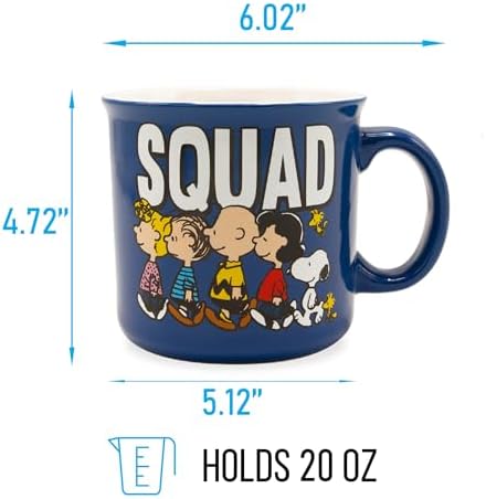 Silver Buffalo Peanuts Squad Ceramic Camper Mug, Classic Drinkware, 20oz