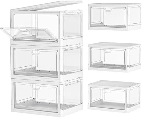 Kmiectse Clear Storage Bins with Lids 3 Pack 【Stackable & Sturdy】