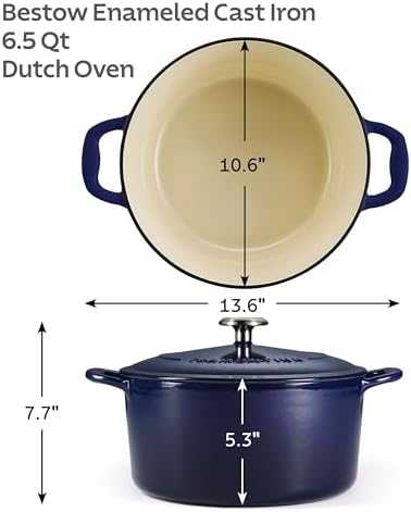 Tramontina Bestow Enameled Cast Iron 6.5-Qt Round Dutch Oven Pot with Lid