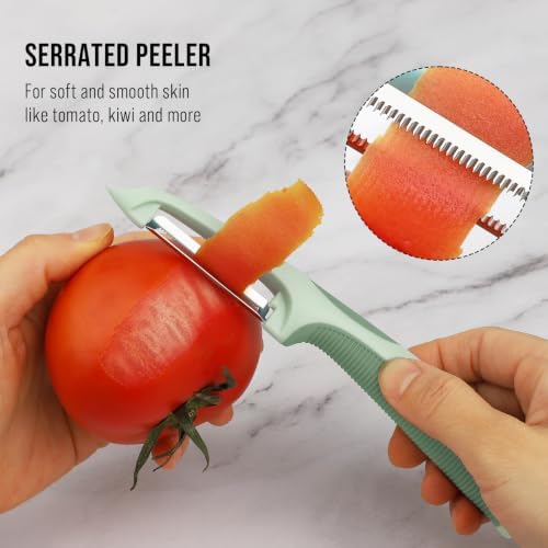 Julienne Peeler Vegetable Peeler with 4.8'' Long Silicone Handle