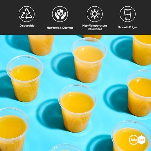 Turbo Bee 5oz Disposable Plastic Cups 500 Pack - Small Drinking & Sample Cups, Bulk Multi-Use Tumblers for Beverages, Mini Desserts, Home, School, Parties, or Commercial Use
