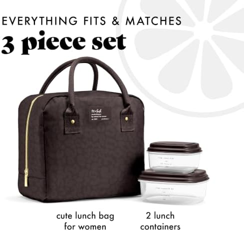 Fit & Fresh Bloomington Lunch Bag for Women - Insulated Large Lunch Box for Work with Containers, Leak-Resistant