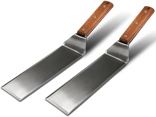 Set of 2 Extra Long Thicker Stainless Steel Griddle Spatula BBQ Tools