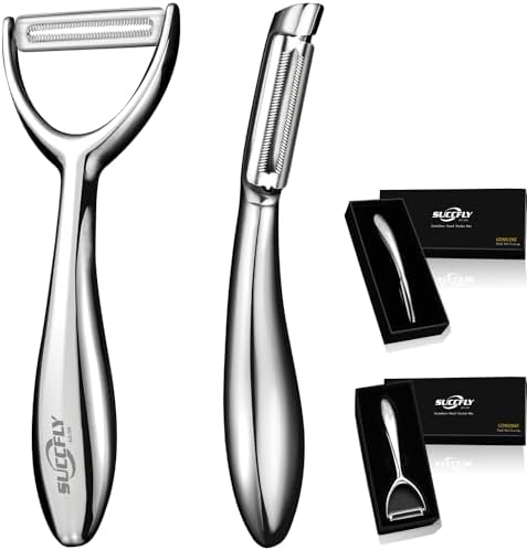 SUCCFLY Stainless Steel Vegetable Peeler Set, Premium Veggie Fruit Peeler
