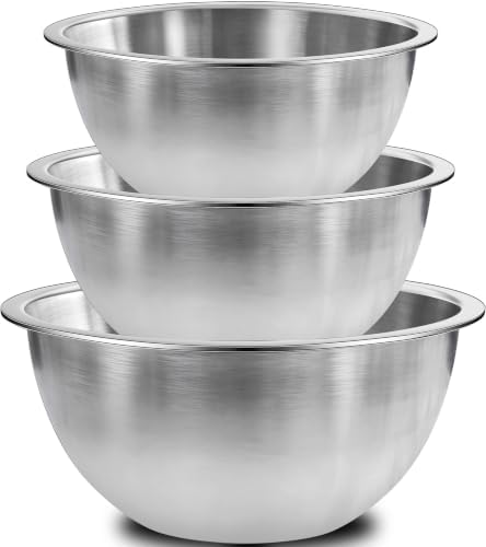 DUTZUN Stainless Steel Bowls, Metal Mixing Bowl Set of 3