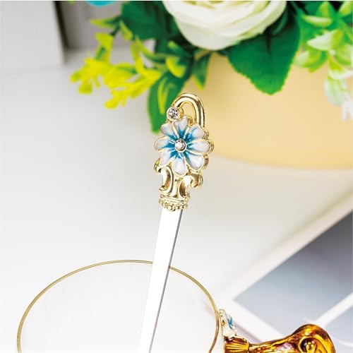 Flower Tea Cup ,Butterfly Daisy Clear Glass Fancy Coffee Mug with Spoon,Gift Box, Hot And Cold Drinks Use,For Her Mom Wife Grandma Girls Friends Valentines Christmas Birthday Present Idea for Juice