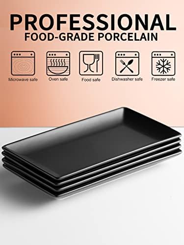 Gomakren Black Serving Platters 10 Inch Rectangular Serving Dishes Set of 4