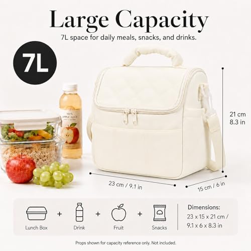 Lunch Bag for Women Small Insulated Lunch Box Quilted Puffer Lunch Tote