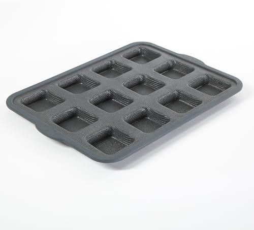 Calphalon Omni 12-Cup Brownie Pan with GlassFlex Technology, Flexible Silicone & Micro-Woven Glass Core for Ultra Airflow & Even Browning, Grey