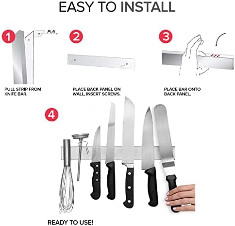 Modern Innovations Magnetic Knife Holder for Wall and Fridge - 14" Knife Magnetic Strip, Magnet Kitchen Knife Holder and Rack, Stainless Steel Magnetic Knife Bar for Kitchen Utensils
