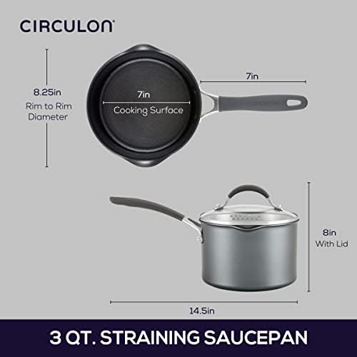 Circulon A1 Series Nonstick Straining Sauce Pan with Lid, 3-Quart, Graphite