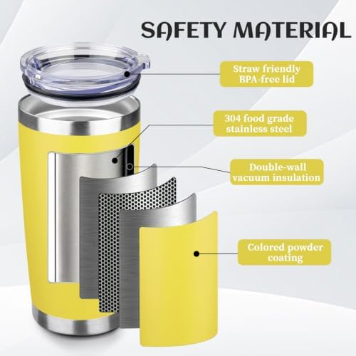 StarSpeed 20oz Stainless Steel Travel Coffee Tumbler,Yellow