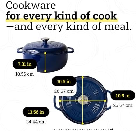 Lodge Essential Enamel Cast Iron Dutch Oven, 6 Quart, Indigo