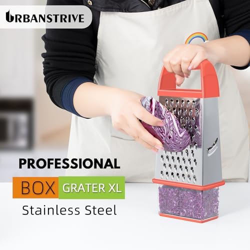 Cheese Grater With Container Box Grater Stainless Steel Kitchen Coral