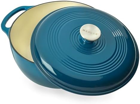 Mercer Culinary Enameled Cast Iron Round Dutch Oven, 6 qt., Turquoise