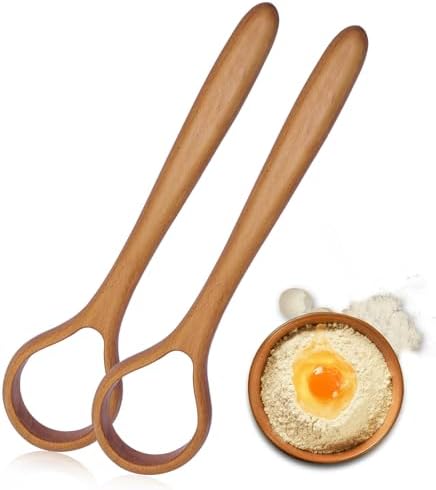 Danish Dough Whisk Set of 2 – 13-Inch Bread Making Tools with Wooden Handle – Baking Whisks for Sourdough, Dough, Pizza and More Cooking Supplies