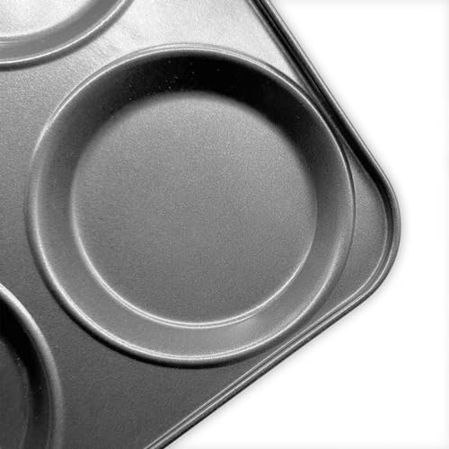 Brightalk Yorkshire Pudding Pan Set of 2, 4-Cup Nonstick Muffin Top Pan, Shallow Whoopie Pies Pan for Hamburger, Eggs, Sandwiches