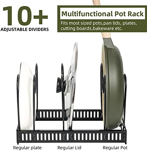 ROOHUA Pot and Pan Lid Organizer Rack for Under Cabinet, 12"-23" Expandable