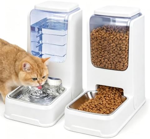 Automatic Cat Feeder, Pet Food Dispenser for Cats Dog (White)
