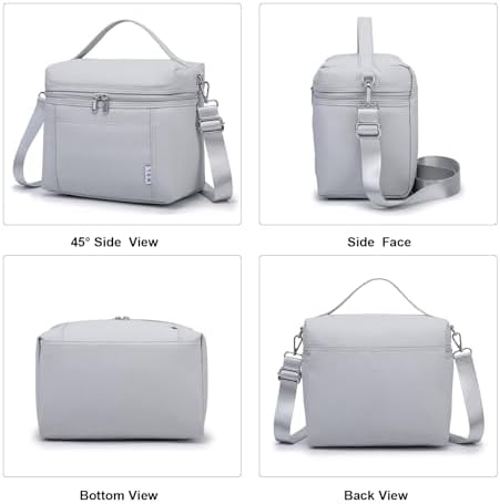 NOL 8L Insulated Lunch Bag for Women, Gray White, Medium(normal)