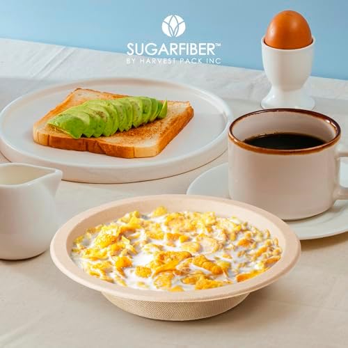 12oz Compostable Paper Bowls Disposable Round Natural Cereal Bowl,600 Count