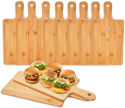 10pcs Wood Cutting Boards Bulk for Kitchen, 15x7 inch Personalized Bamboo Charcuterie Boards Customized Laser Engraving Serving Chopping Board for Pizza, Cheese, Dessert, Fruit, Vegetables