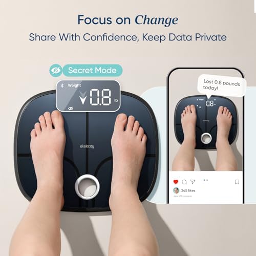 Etekcity Rechargeable Smart Scale for Body Weight, FSA Eligible, Black