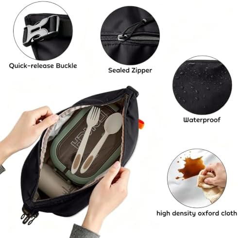 SUOXU Insulated Lunch Bag, Reusable Thermal Lunch Box Tote for Women & Men (Black)