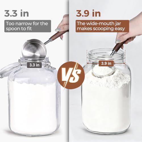 ComSaf 128 oz Wide Mouth Mason Jars 2 Pack, 1 Gallon Glass Jars with Lids