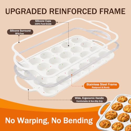 Silicone Mini Muffin Pans for Baking, 24-Cup Nonstick Cupcake Pan