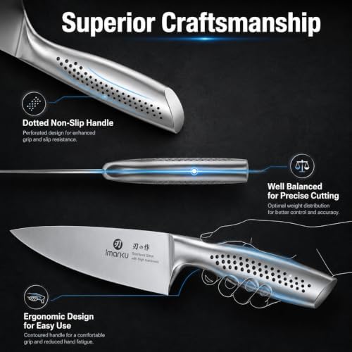 imarku 15PCS White Knife Set, High Carbon Stainless Steel with Sharpener