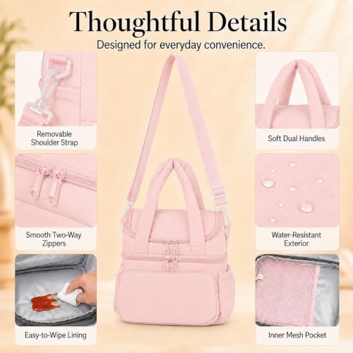 Lunch Bag for Women Large Insulated Lunch Box Double Deck Puffer Lunch Tote