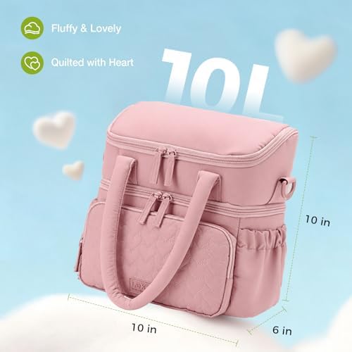 Double Deck Lunch Bag for Women, Pink-M