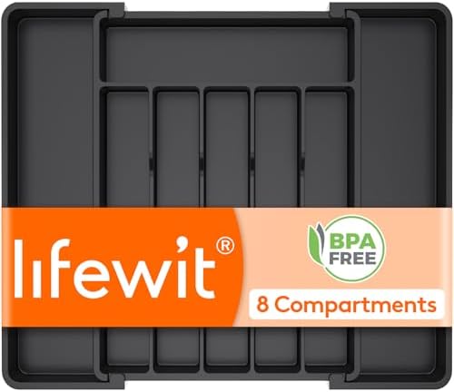 Lifewit Expandable Silverware Drawer Organizer, Kitchen Utensil Tray
